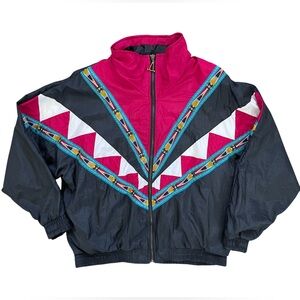 Womens Lavon Cheerful Corp Vintage 90’s Multicolor Full Zip Track Jacket Size M